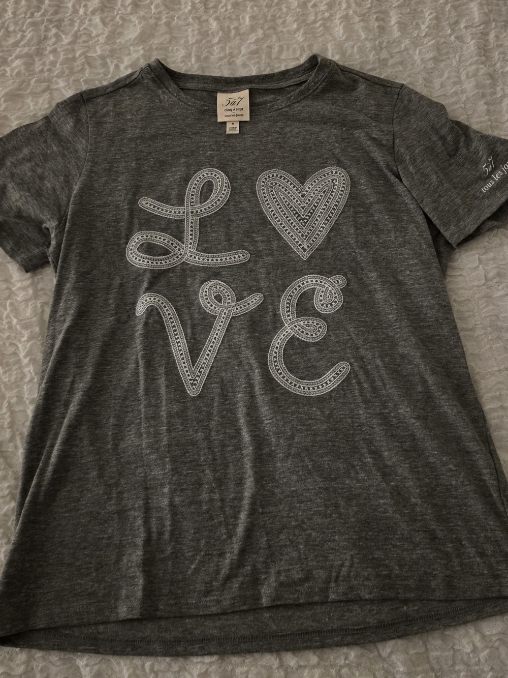 Cinq à Sept Tous Les Jours Heather Grey LOVE Graphic Tee